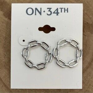 ON 34th Silver Paperclip Style Link Earrings